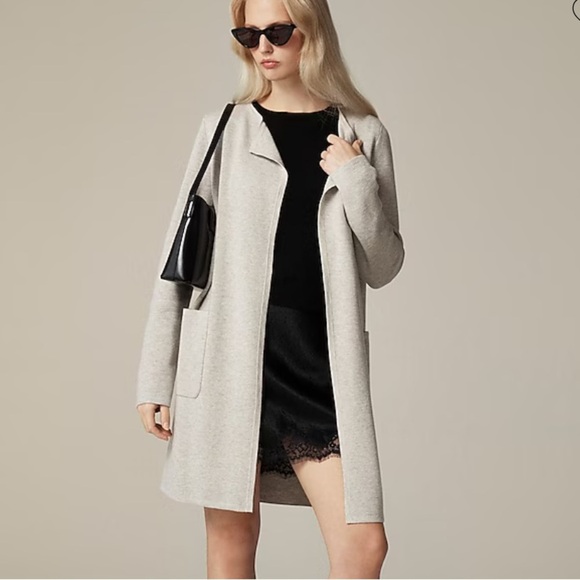 J Crew Juliette collarless sweater-blazer Open Front Cardigan Camel wool coat - Picture 5 of 5